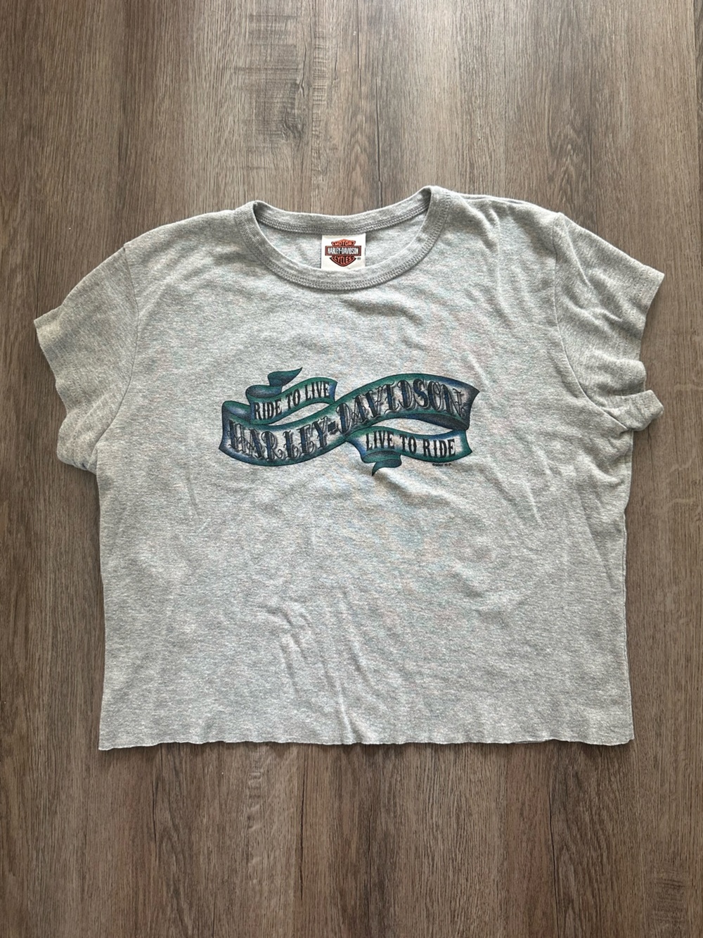 Harley-Davidson Cropped Light Gray Baby Tee